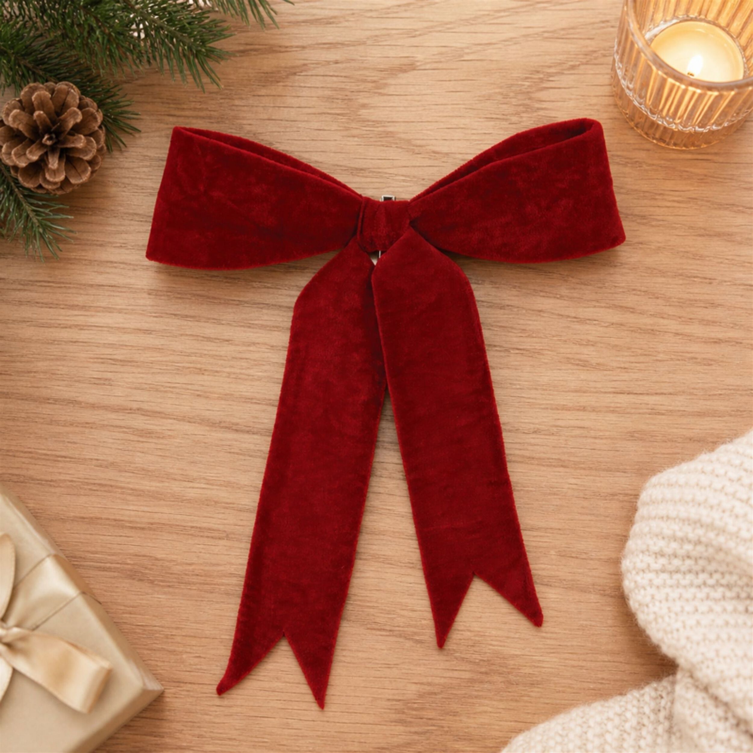 Red Wired Holiday Bow (Set of 2), RED, alternate image number 1
