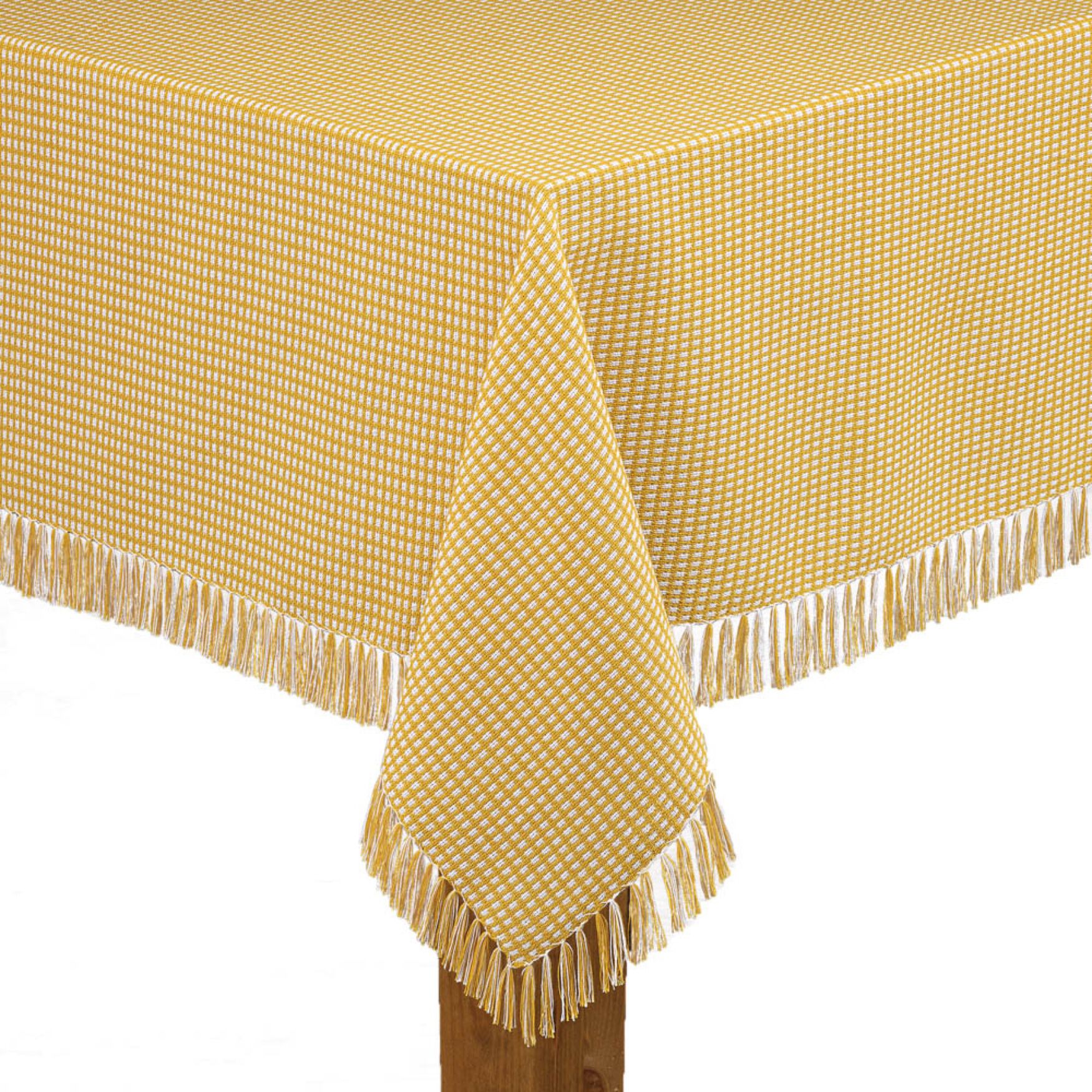 Homespun Check Woven Tablecloth, GOLD, hi-res image number 0