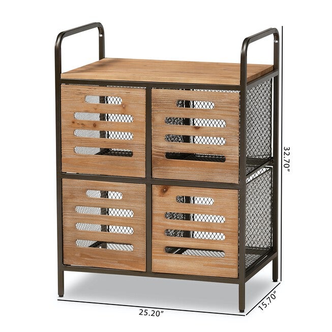 Aila Wood And Metal Multipurpose Kitchen Storage Cabinet Furniture, , alternate image number null