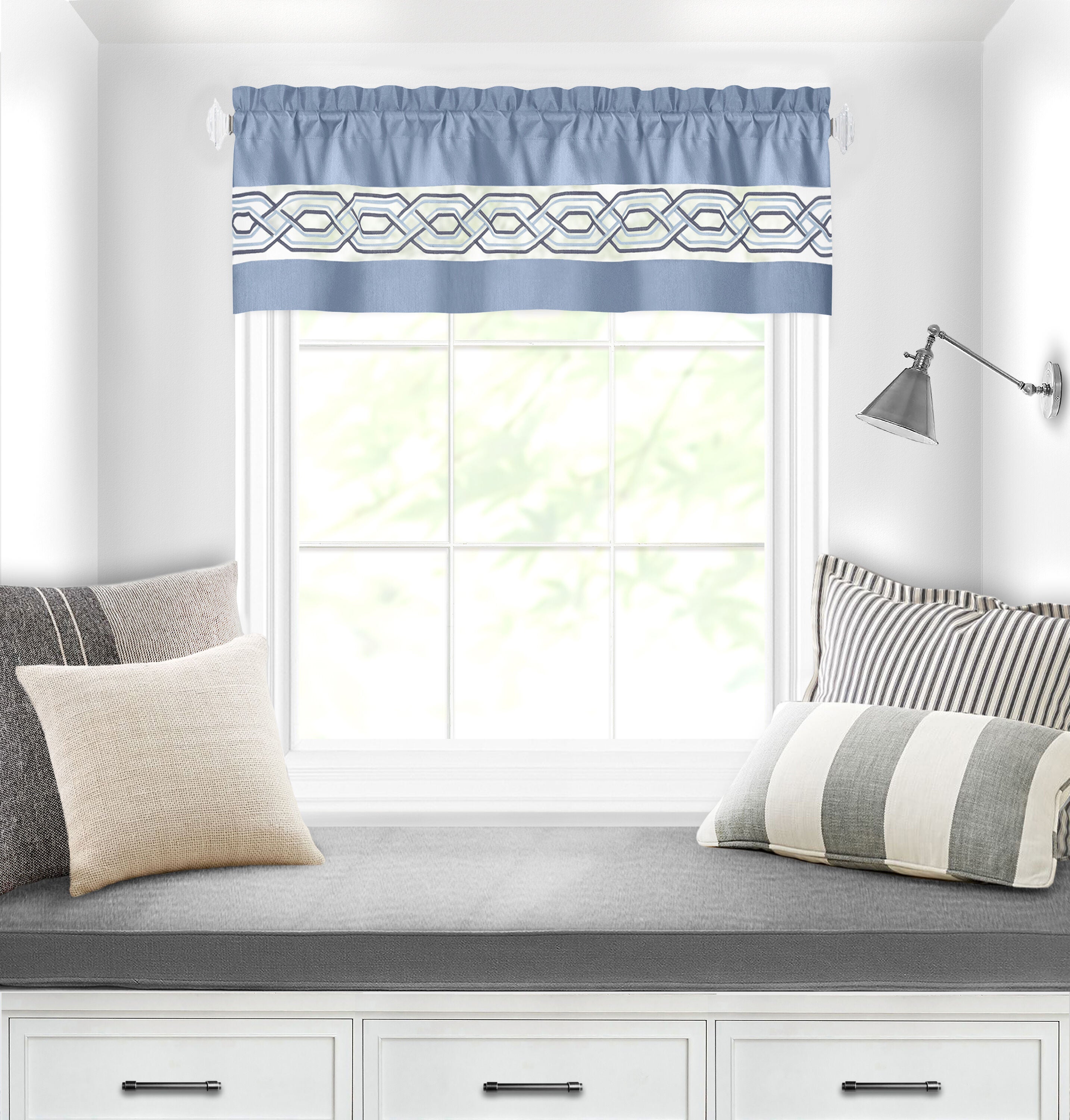 Paige Window Curtain Valance, BLUE, hi-res image number 0