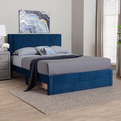 Elora Modern Pleated Velvet Queen Size Storage Bed