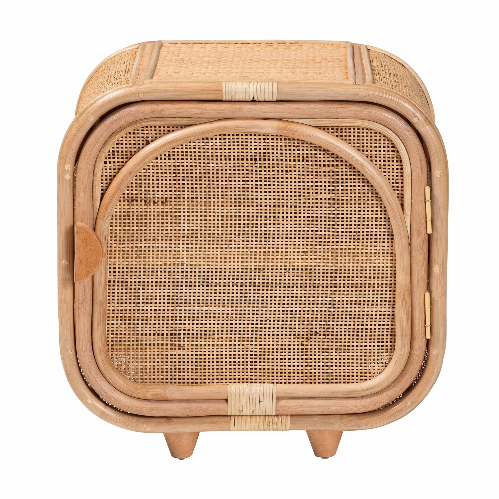 Keita Bohemian Natural Rattan and Mahogany Wood Nightstand, , alternate image number 8