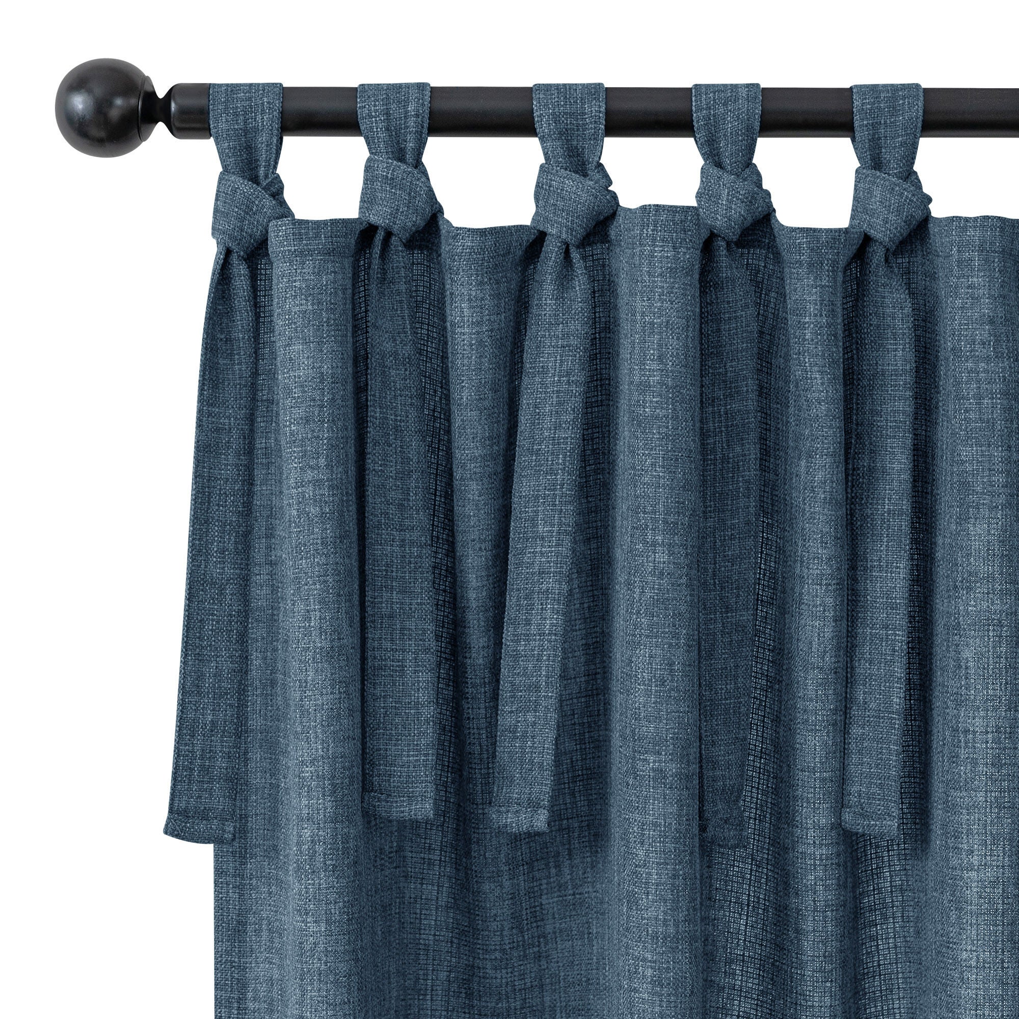 Knot Tie Top Light Filtering Panel Pair, NAVY, alternate image number 2