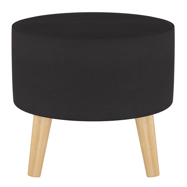 Twill Round Ottoman with Splayed Legs, , on-hover image number null