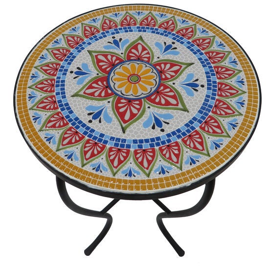 Lori Mosaic Folding Side Table, RED AQUA, hi-res image number null