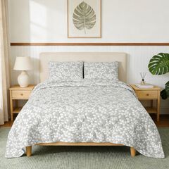3-Pc. Reversible Leaves Jacquard Quilt Set