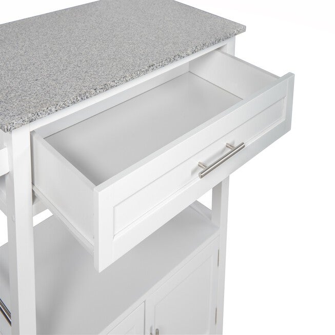 Cameron White Kitchen Cart With Granite Top, , alternate image number 3