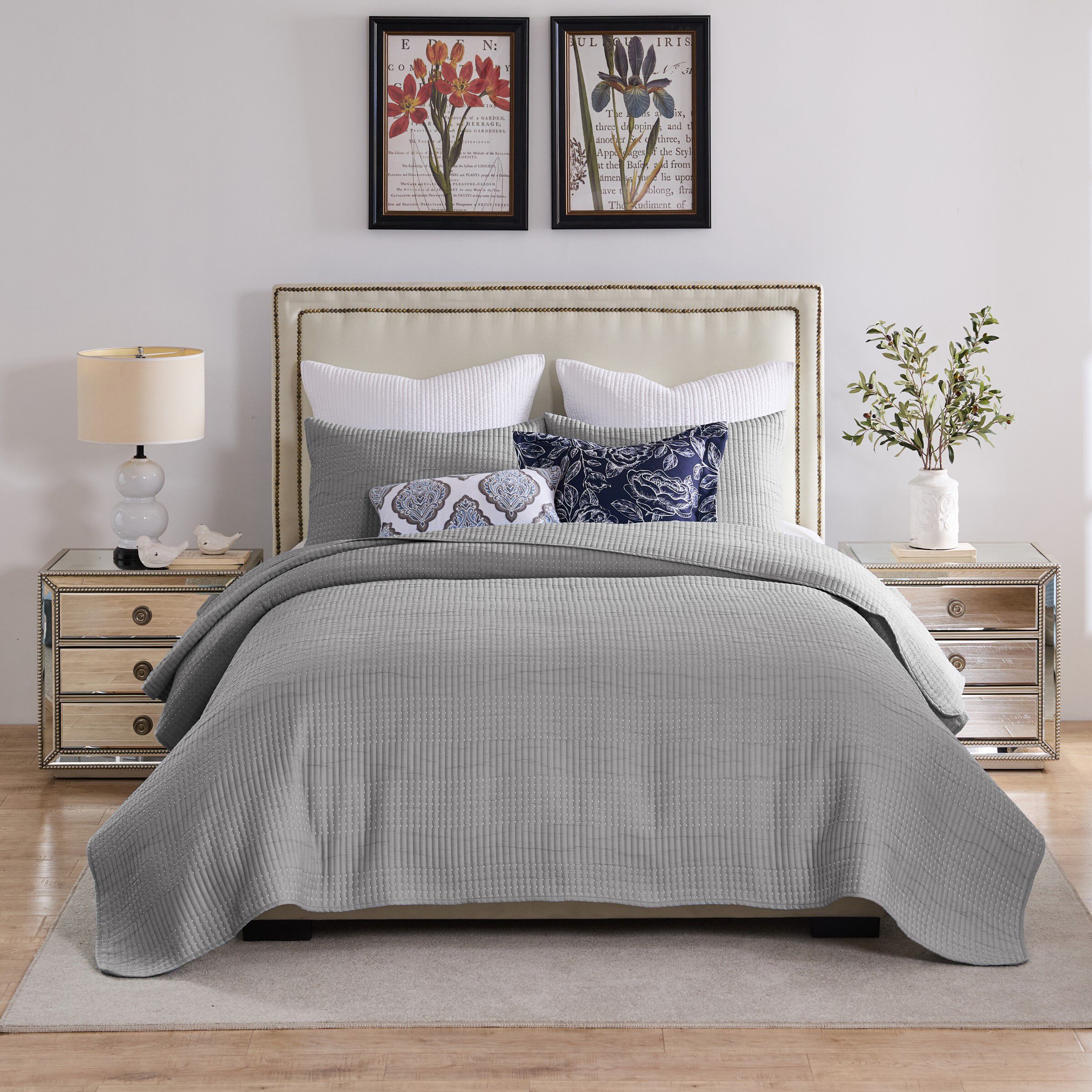 Greenland Home Fashions Cosmo Contemporary Matelassé Coverlet Set, GRAY, alternate image number 4
