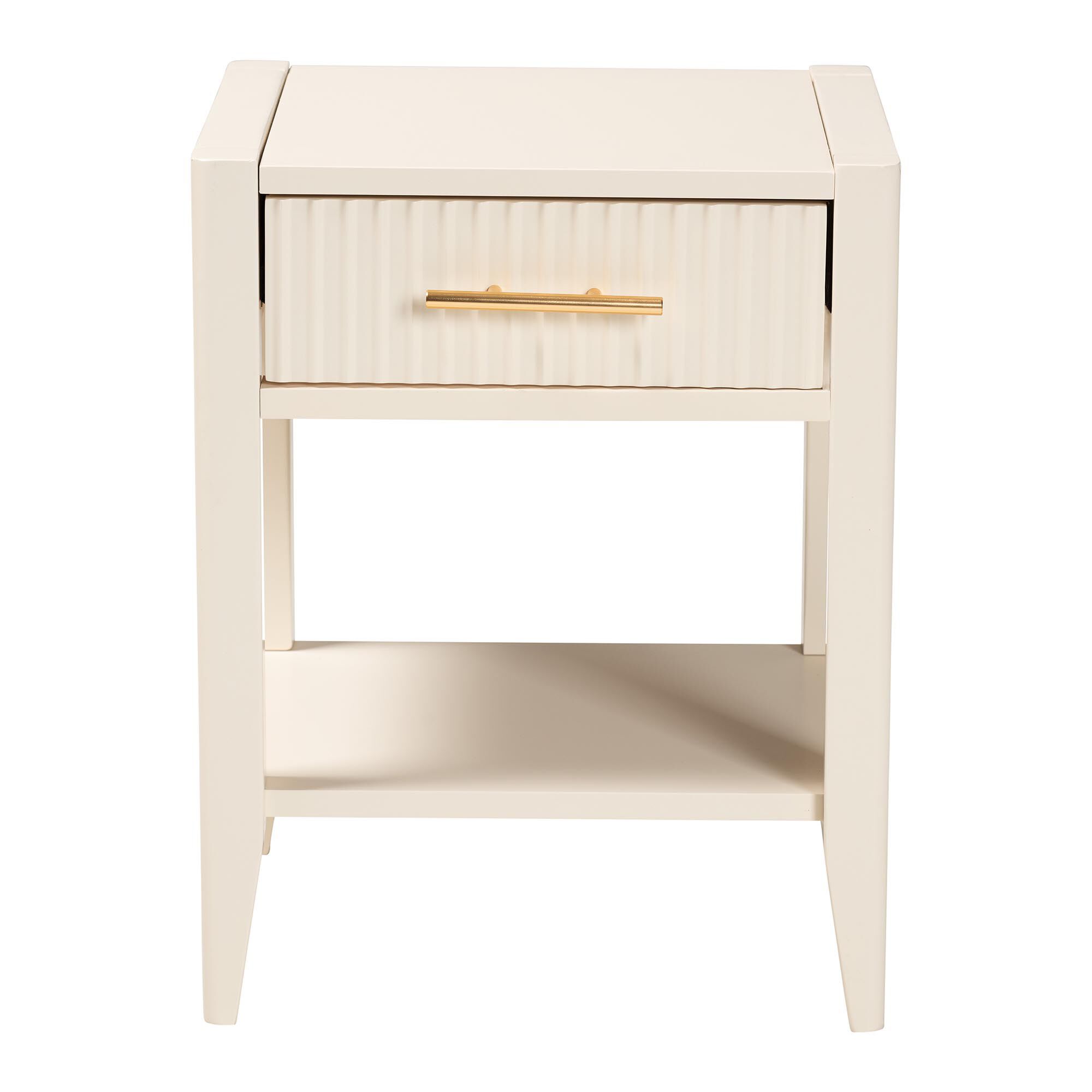 Primrose Mid-Century Ivory Fluted Wood 1-Drawer Nightstand, IVORY, alternate image number 3