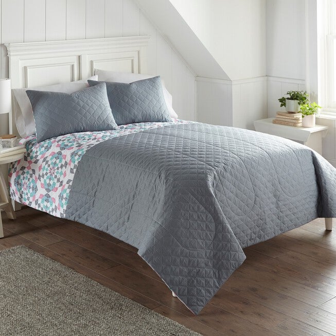 Seersucker Geo Design 6-in-1 Quilt Set, , alternate image number 3
