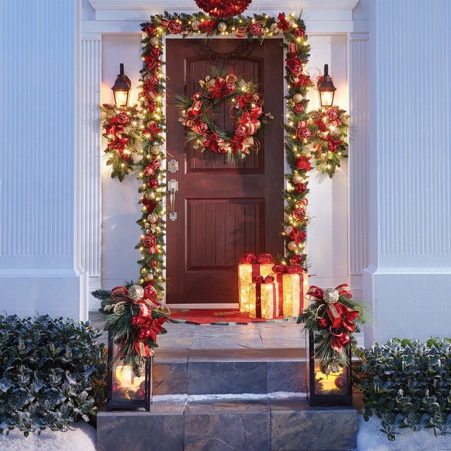 6' Pre-Lit Red Ribbon Garland, , alternate image number null