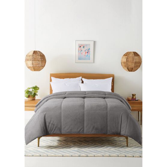 Cozy Down Alternative Reversible Comforter, Grey, GREY, hi-res image number null