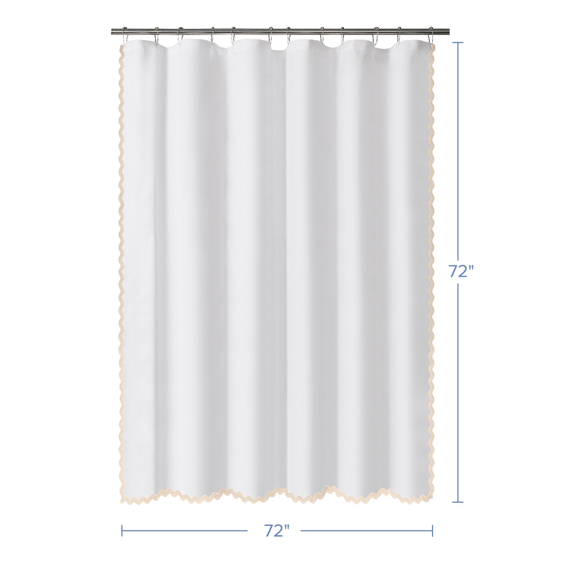 Scalloped Fabric Shower Curtain, CREAM, alternate image number 4