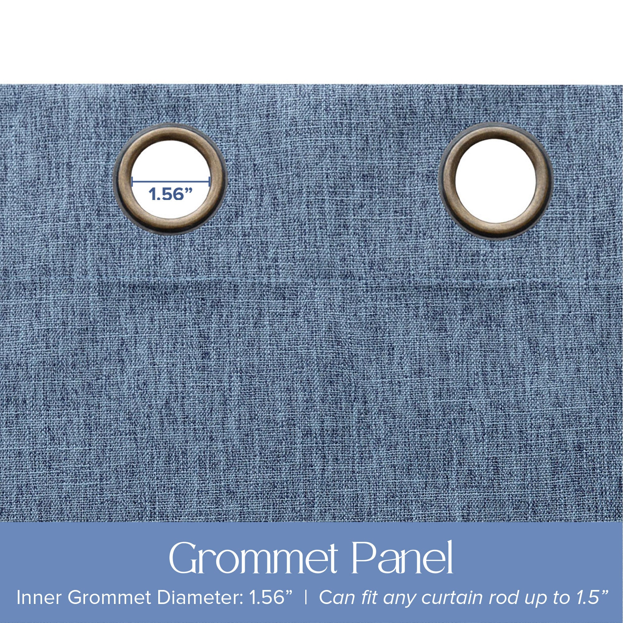 Linen Texture 100% Blackout Grommet Pair, HEATHER NAVY, alternate image number 3