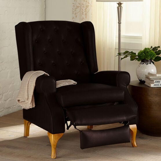 Oversized Queen Anne Style Tufted Wingback Recliner, , on-hover image number null
