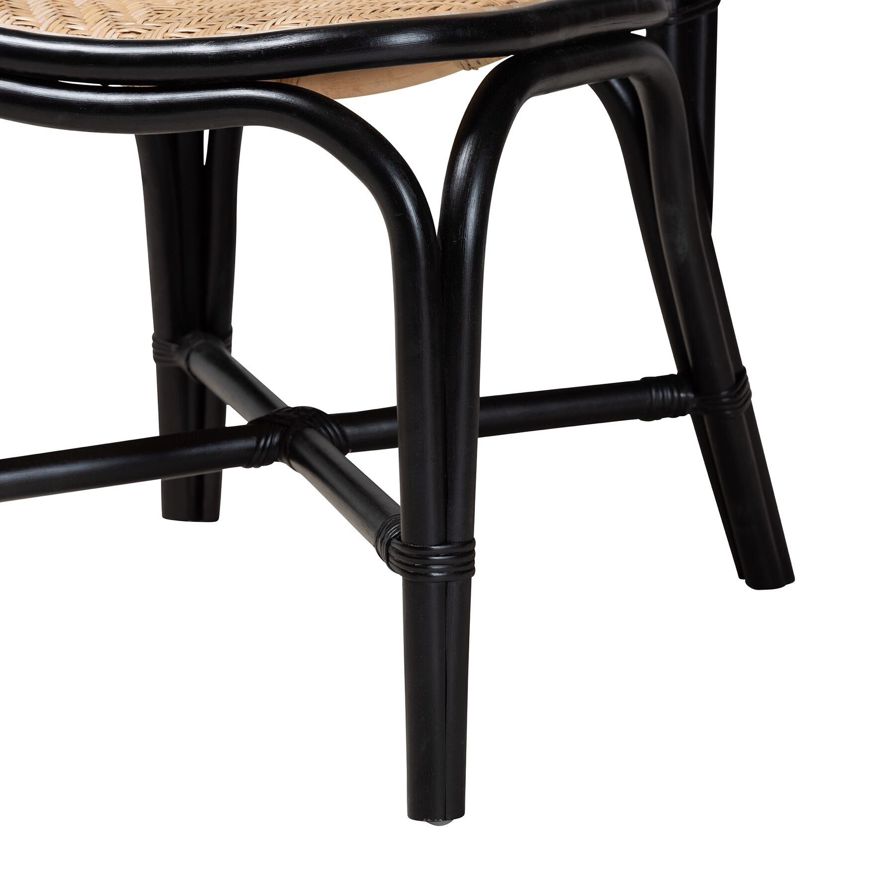 Ayana Mid-Century Modern Two-Tone Black And Natural Brown Rattan Dining Chair, , alternate image number 5