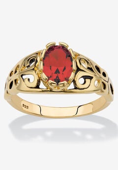 Gold over Sterling Silver Open Scrollwork Simulated Birthstone Ring