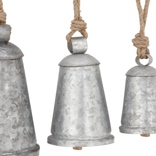 Set Of 3 Grey Metal Rustic Windchime, , on-hover image number null