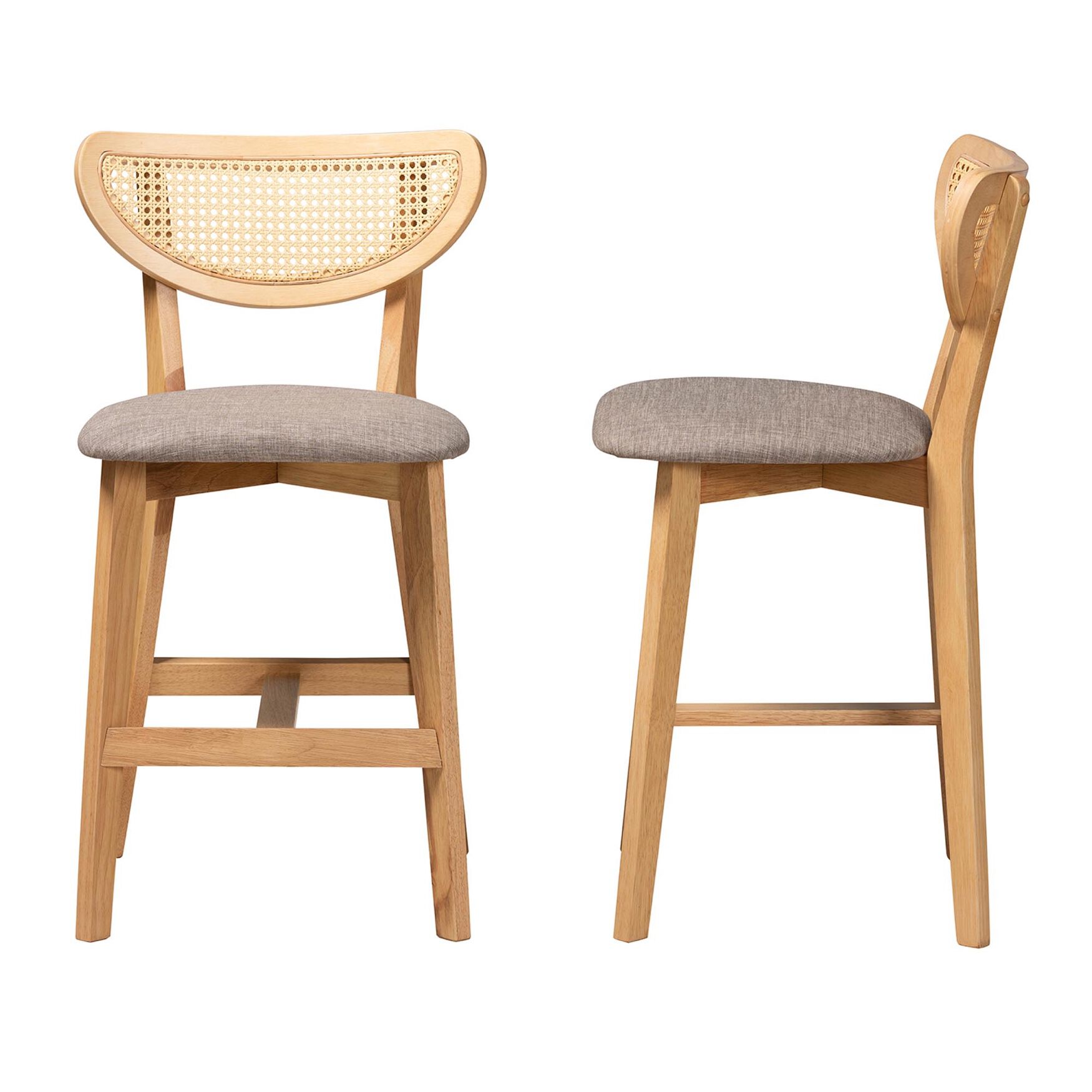 Dannell Mid-Century Modern Grey Fabric and Natural Oak Finished Wood 2-Piece Counter Stool Set, , alternate image number 15