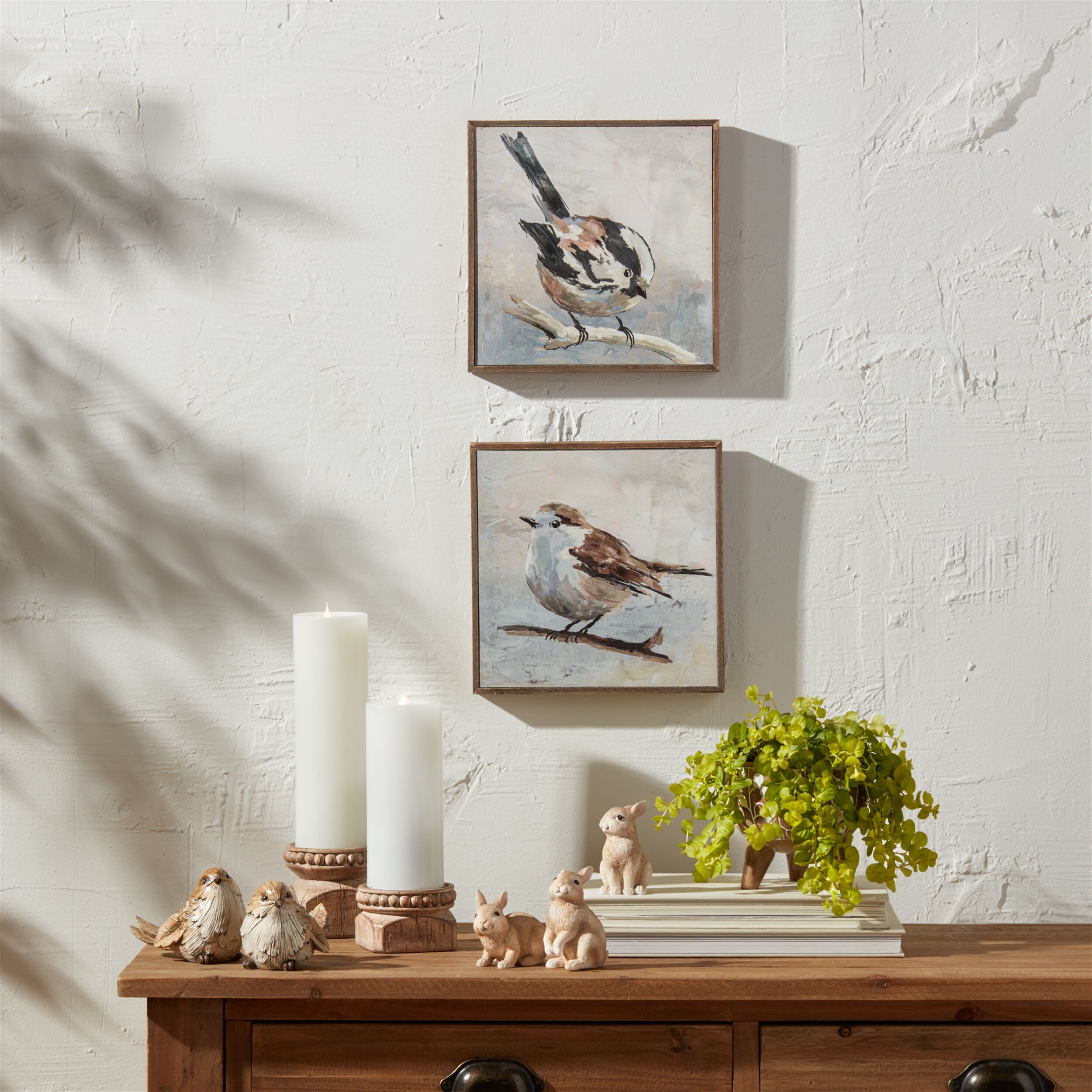 Framed Bird Canvas Block (Set of 2), GREY/BEIGE, alternate image number 1