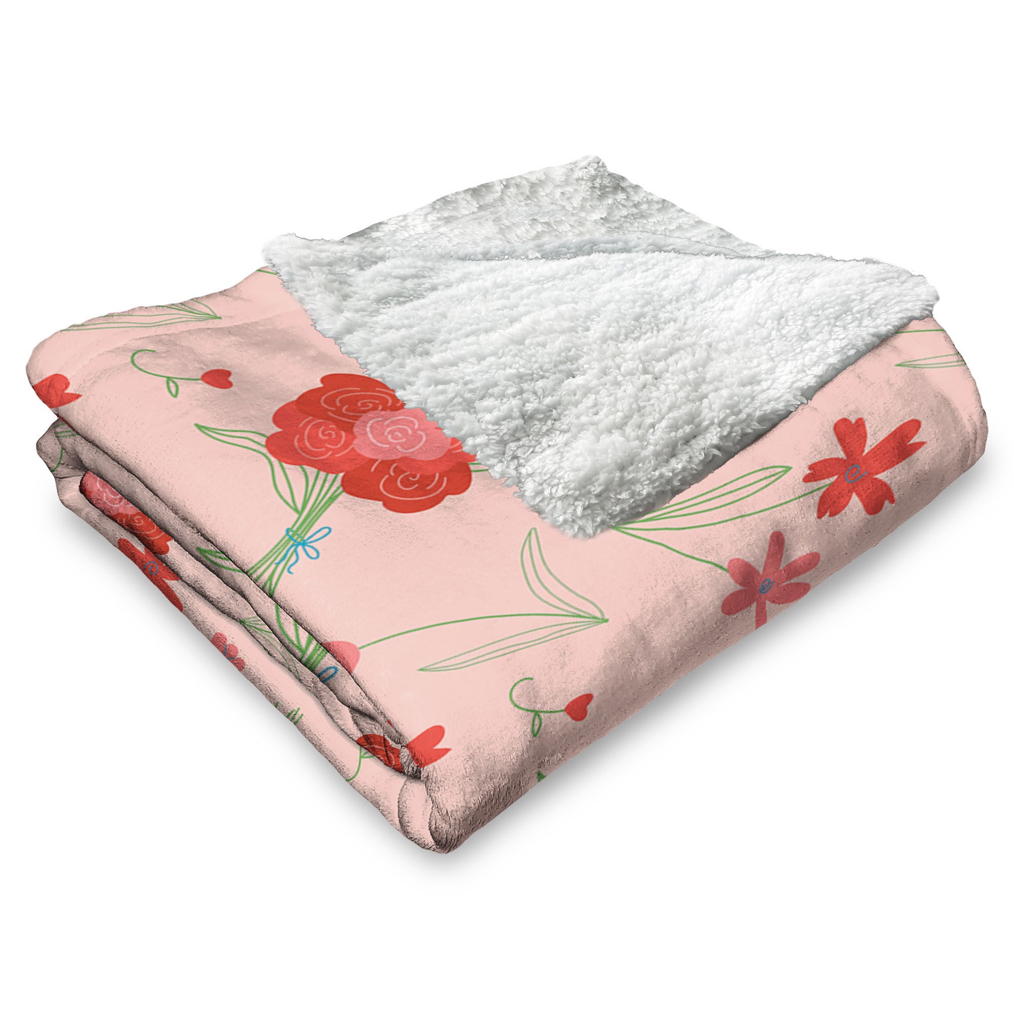 Valentine's Day Flowers Silk Touch Sherpa Throw Blanket 50x60 Inches, RED, alternate image number 3