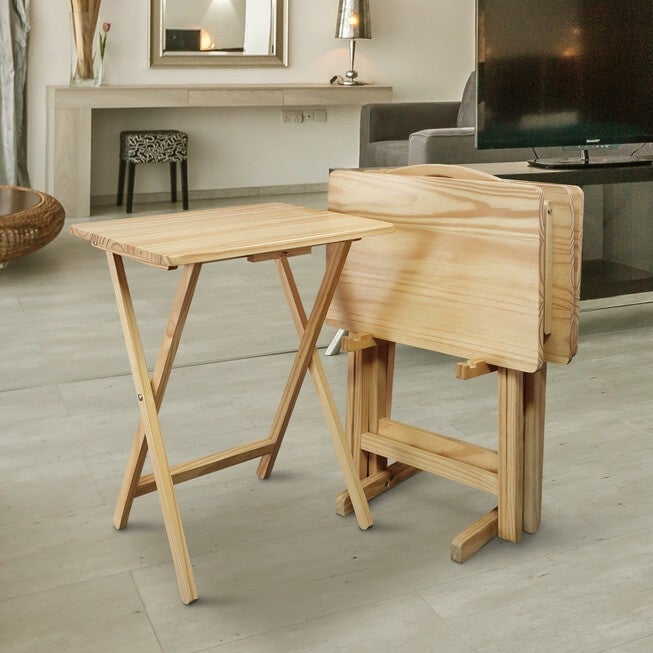 5pcs Tray Table Set-Natural, , alternate image number 6