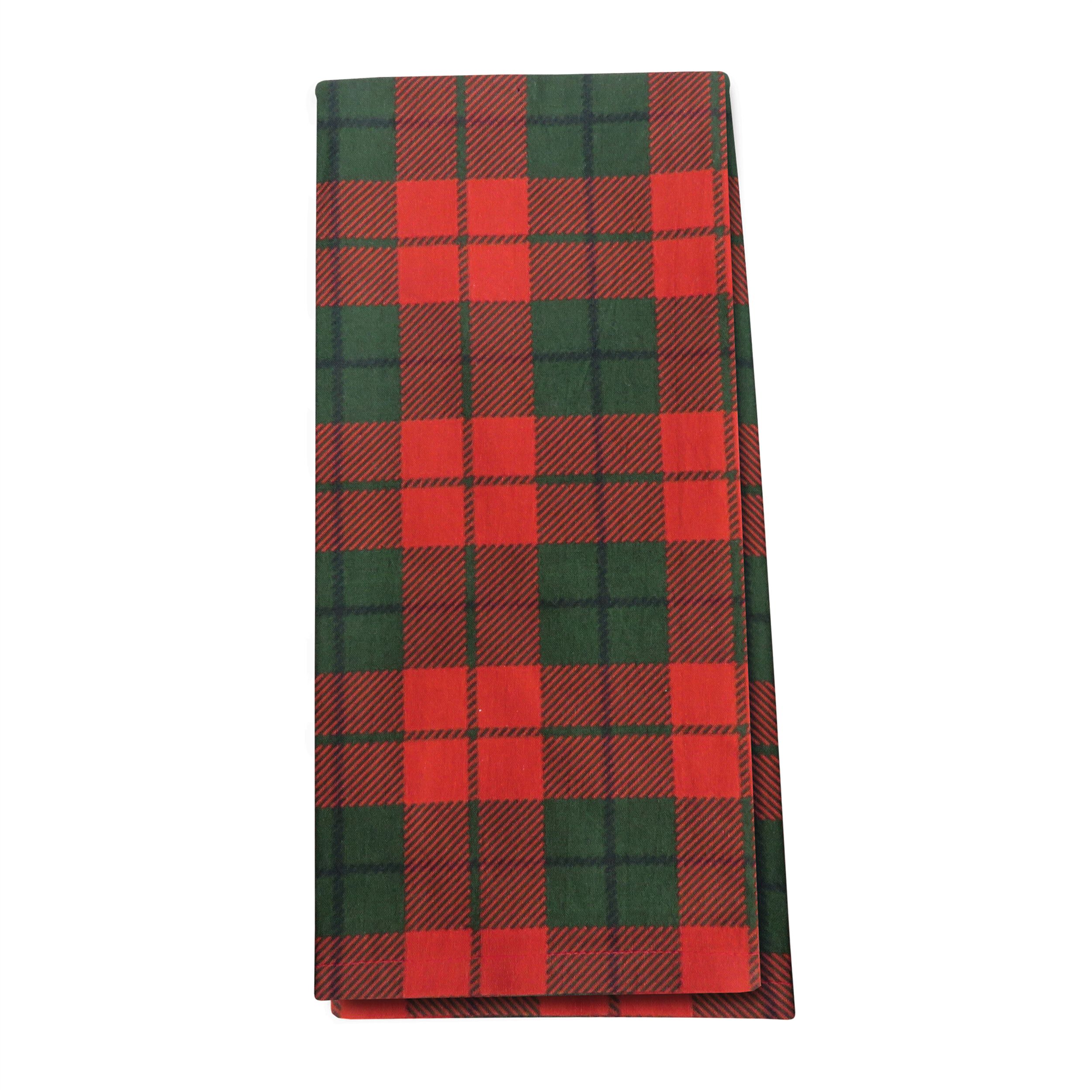 Plaid and Merry Christmas Tea Towel (Set of 3), GREEN RED, alternate image number 2