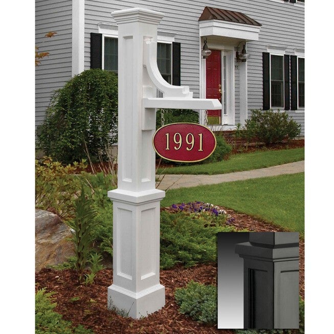 Woodhaven Address Sign Post, BLACK, hi-res image number null