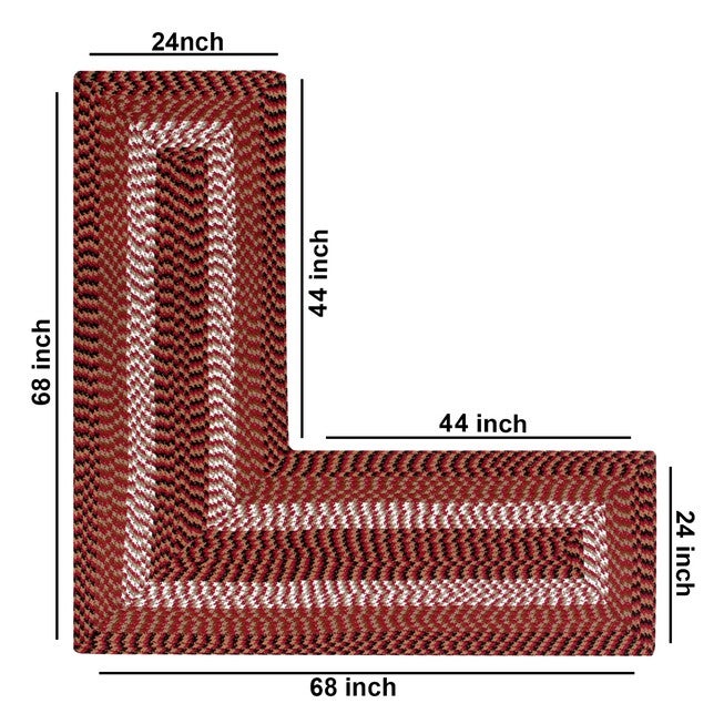 Alpine Braid Collection Reversible Indoor Area in Vibrant Colors, 24 inches" x 68 inches" x 68 inches" L-Shape , , on-hover image number 1