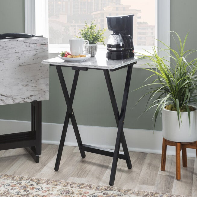 White Faux Marble Tray Set, , alternate image number null