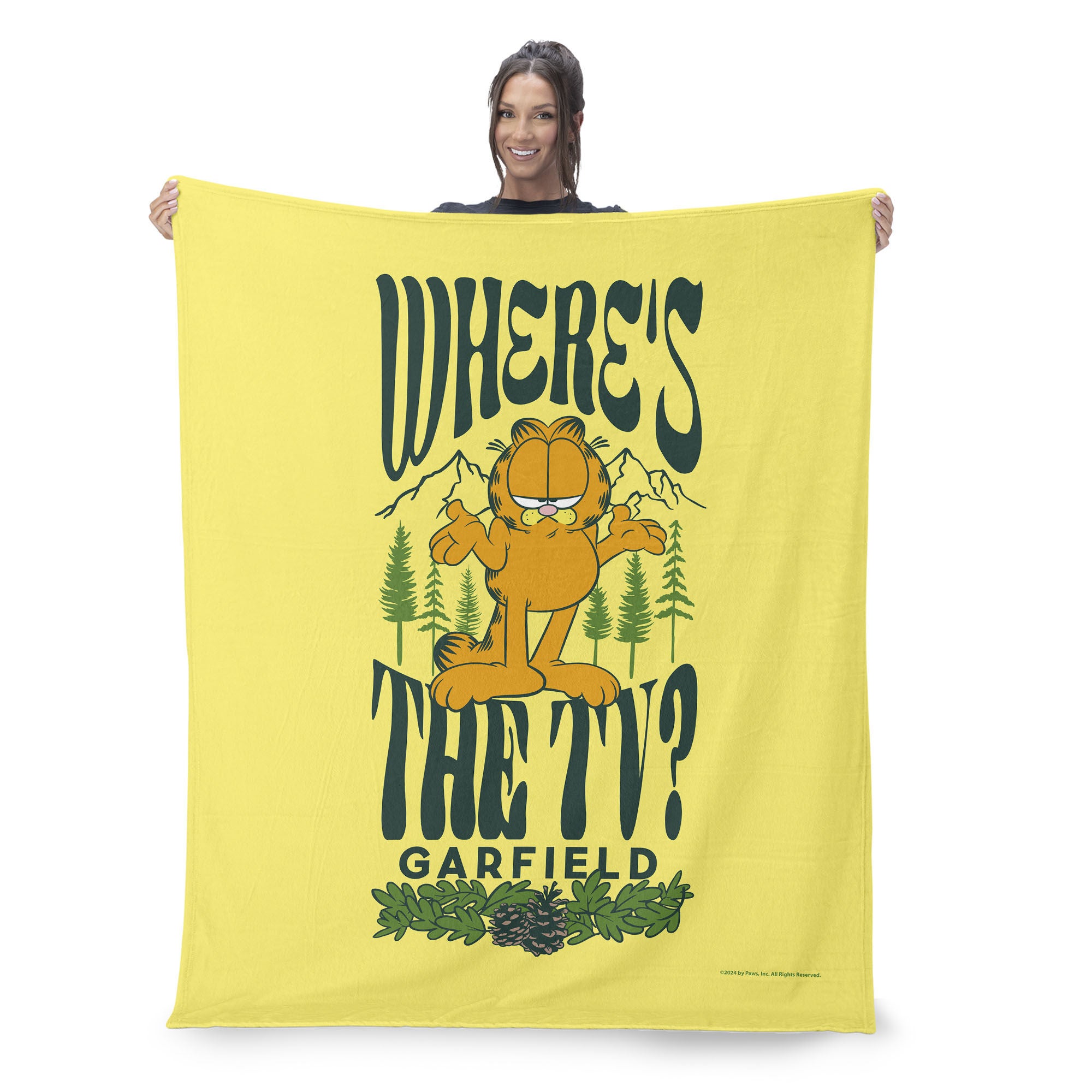 Nickelodeon Garfield Where's the TV Silk Touch Throw Blanket 50x60 Inches, YELLOW, on-hover image number 1