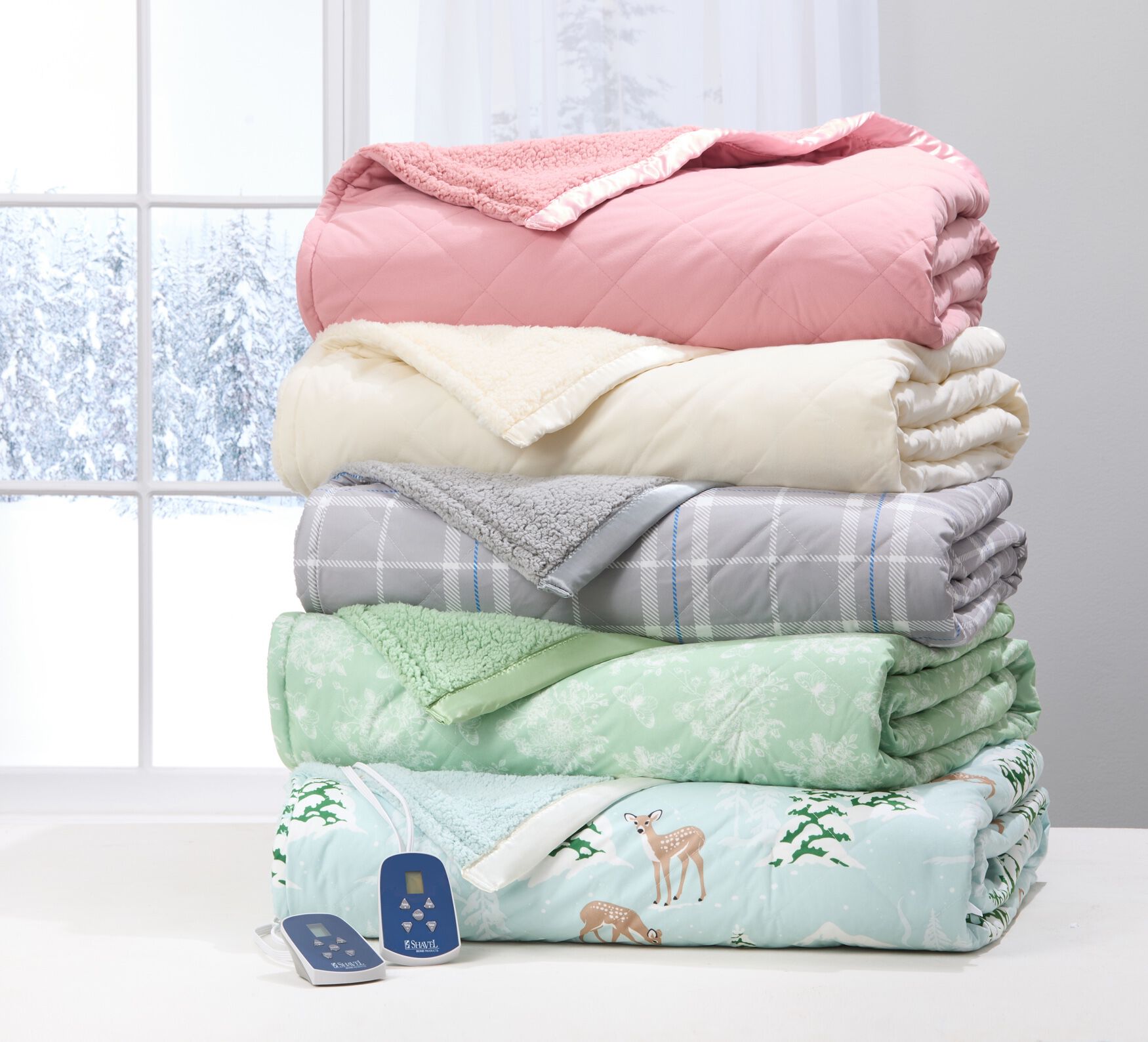 Micro Flannel Sherpa Electric Blanket, PLAID GRAY, on-hover image number 1