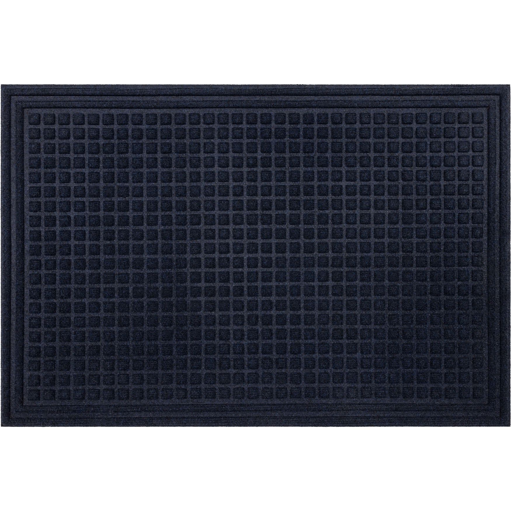 Waffle Grid Impression Door Mat, BLUE, hi-res image number 0