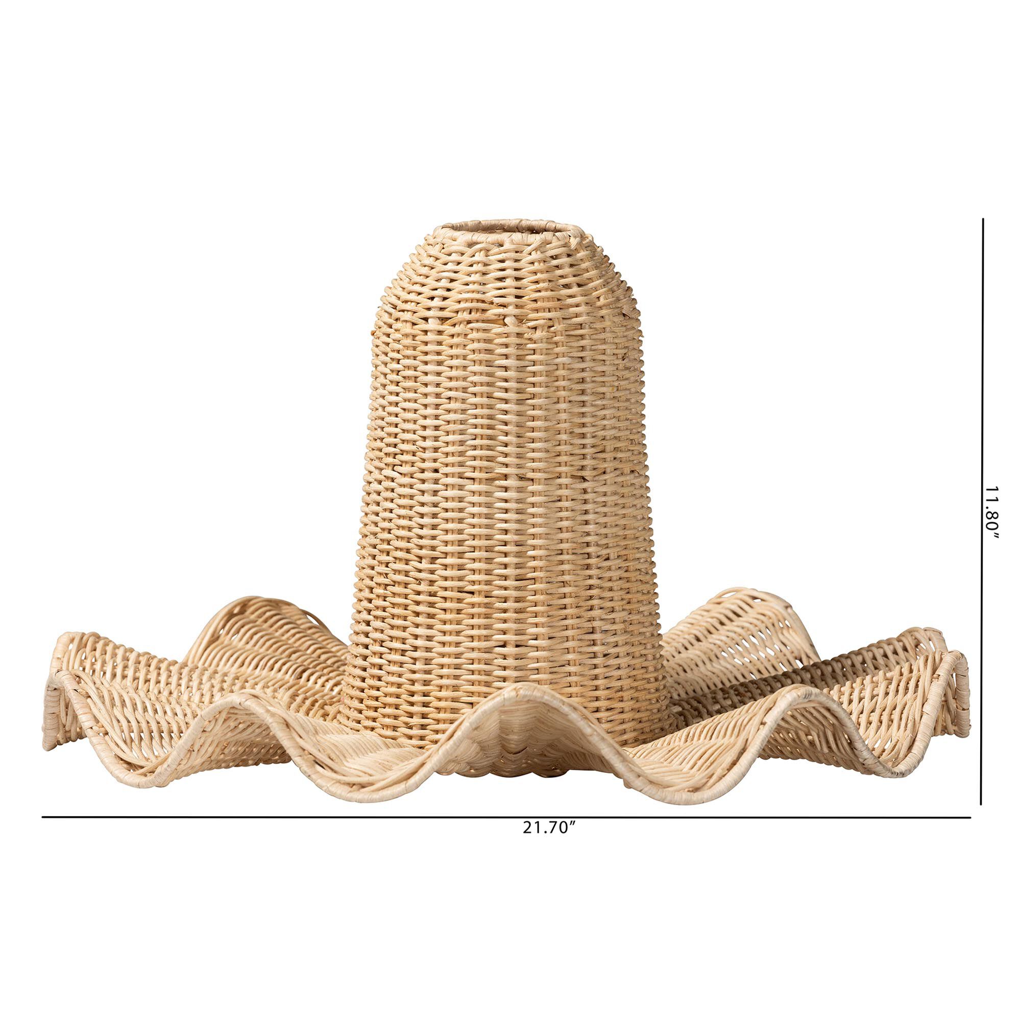 Lavada Bohemian Natural Scalloped Rattan Pendant Lampshade, NATURAL, alternate image number 5