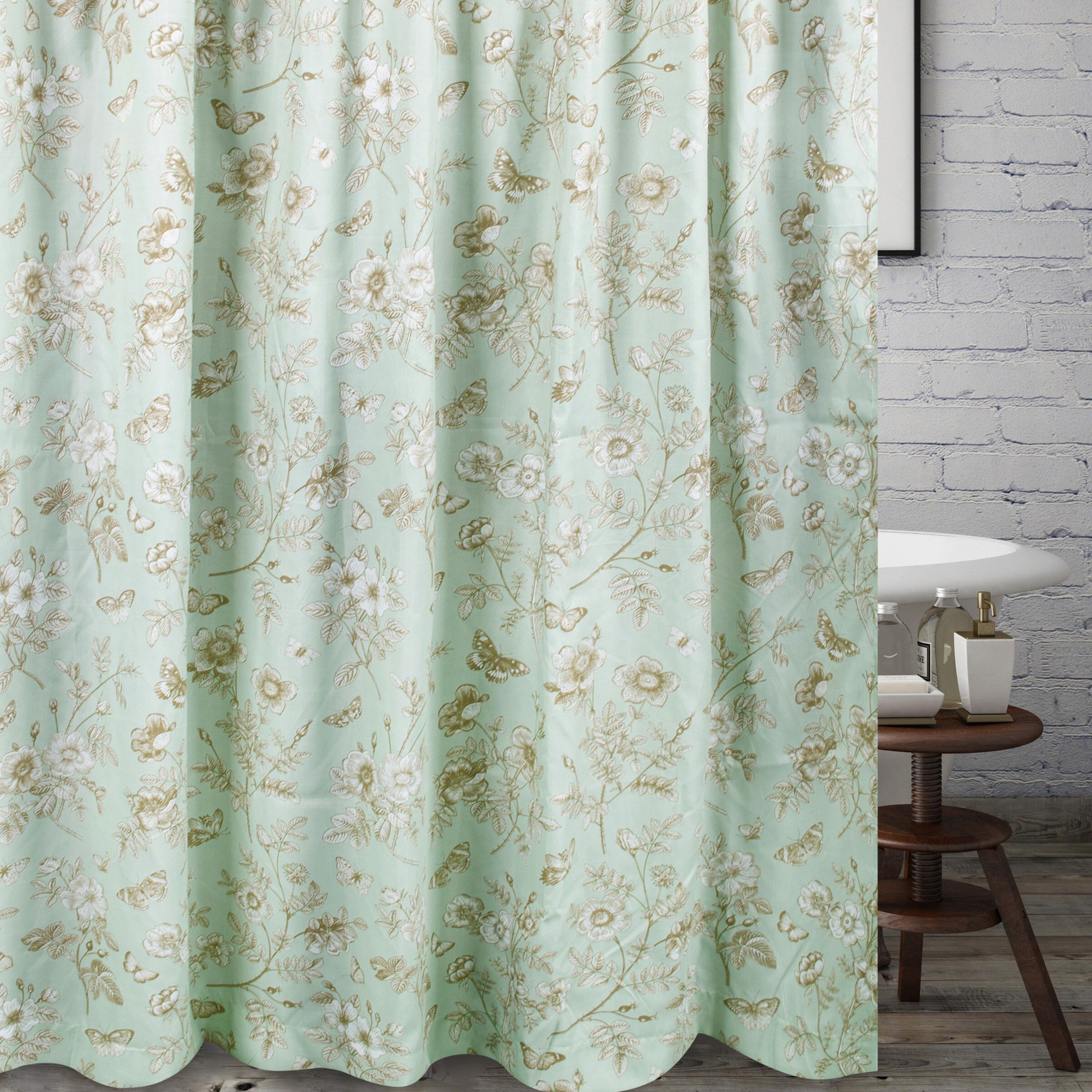 Greenland Home Fashions™ Olivia Bath and Shower Curtain, MINT, alternate image number 2