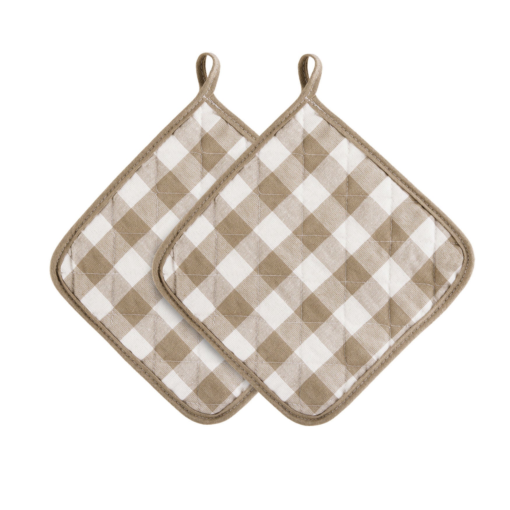 Buffalo Check Pot Holder - Set of Two, TAUPE, hi-res image number 0