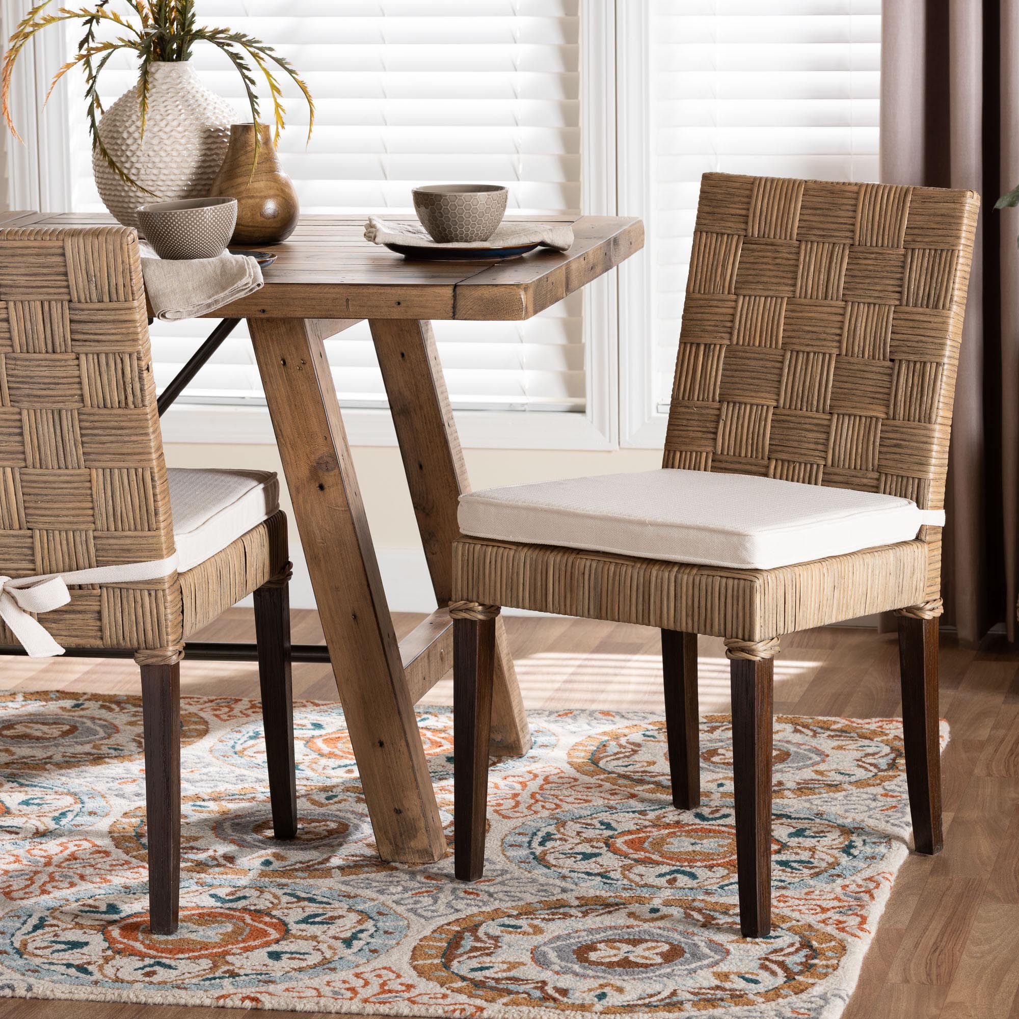 Fatima Natural Rattan Dining Chair with Cushion, GREY, hi-res image number 0