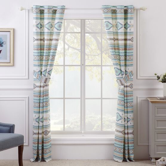 Phoenix Turquoise Curtain Panel Pair, , on-hover image number null