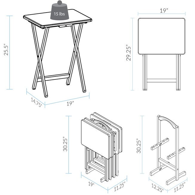 5pcs Tray Table Set-Natural, , alternate image number 5
