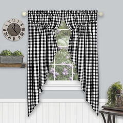 Buffalo Check Gathered Swag Window Curtain Pair