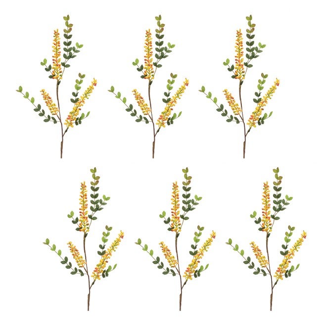 Yellow Berry Foliage Spray (Set of 6), YELLOW/GREEN, alternate image number null