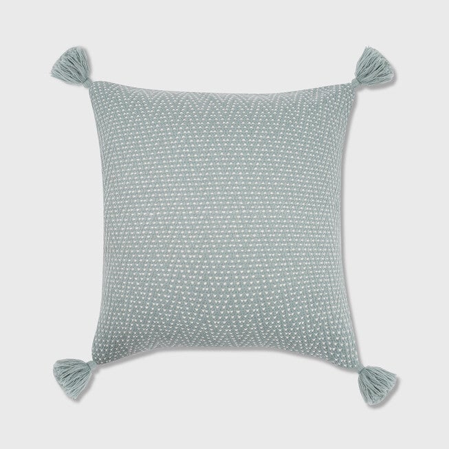 Herringbone Euro Tassel Throw Pillow, MINT GREEN, hi-res image number null