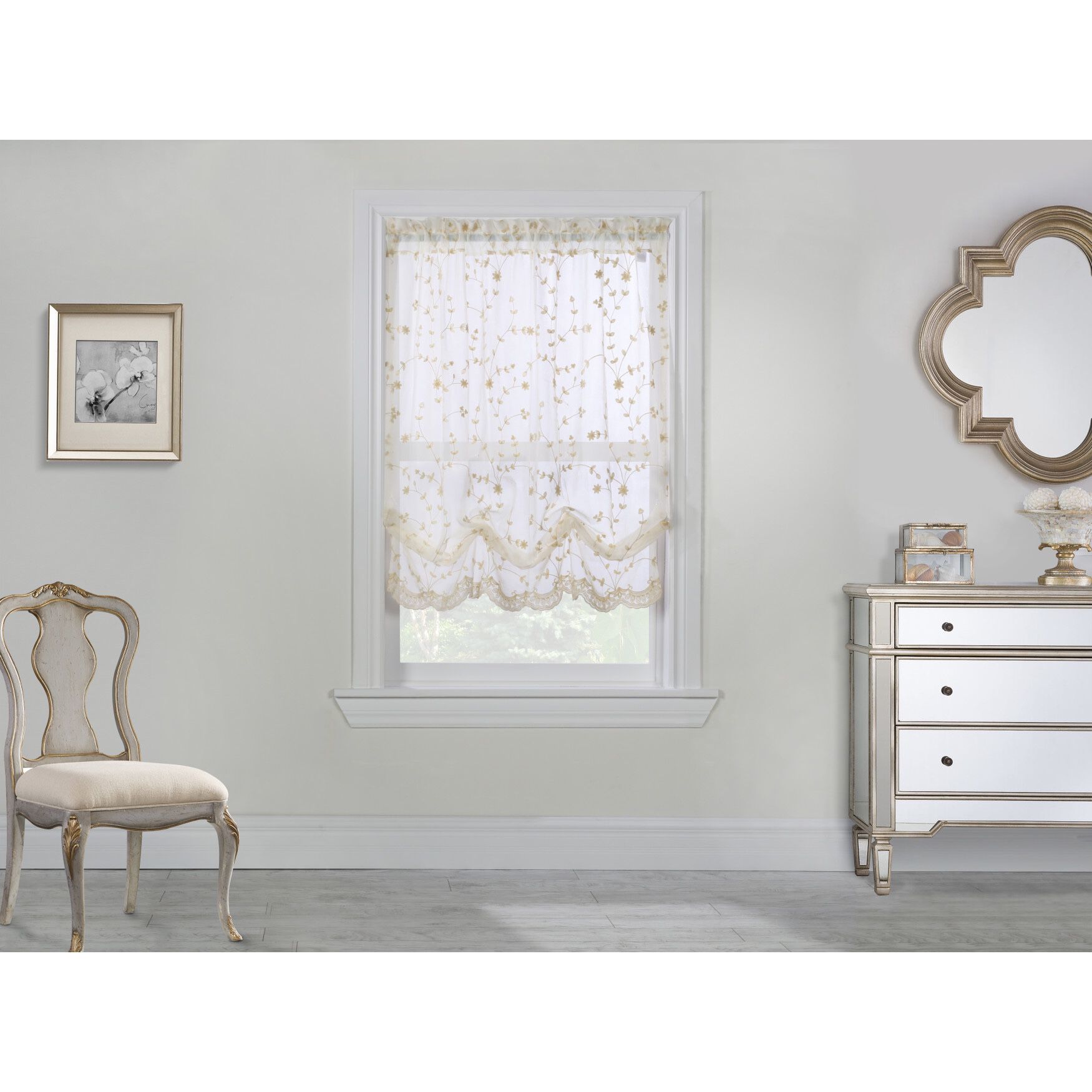 Grandeur Sheer Pole Top Balloon Curtain, CREAM, hi-res image number 0