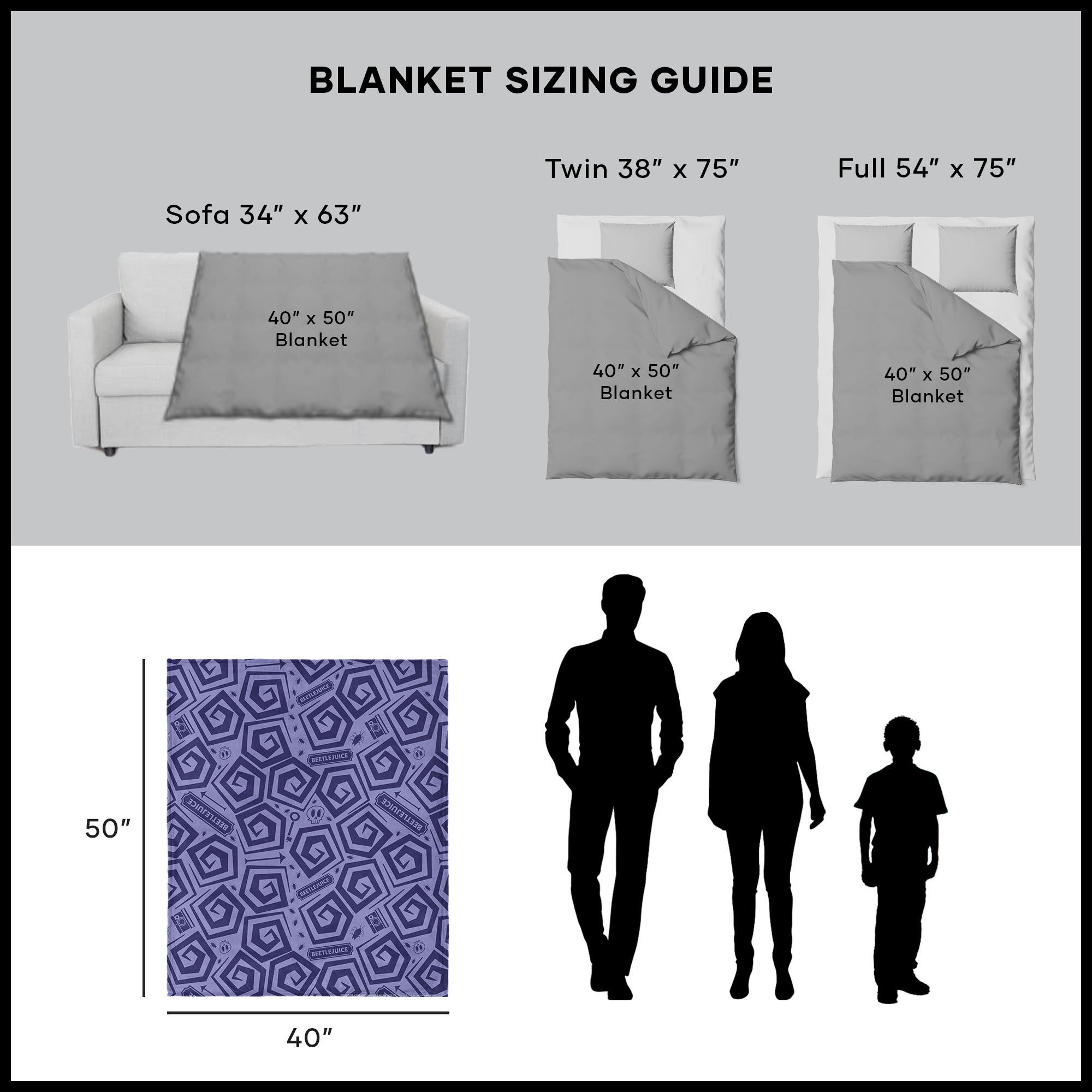 Warner Bros. Beetlejuice Creepy Crawlies Silk Touch Throw Blanket 40X50 Inches, PURPLE, alternate image number 5