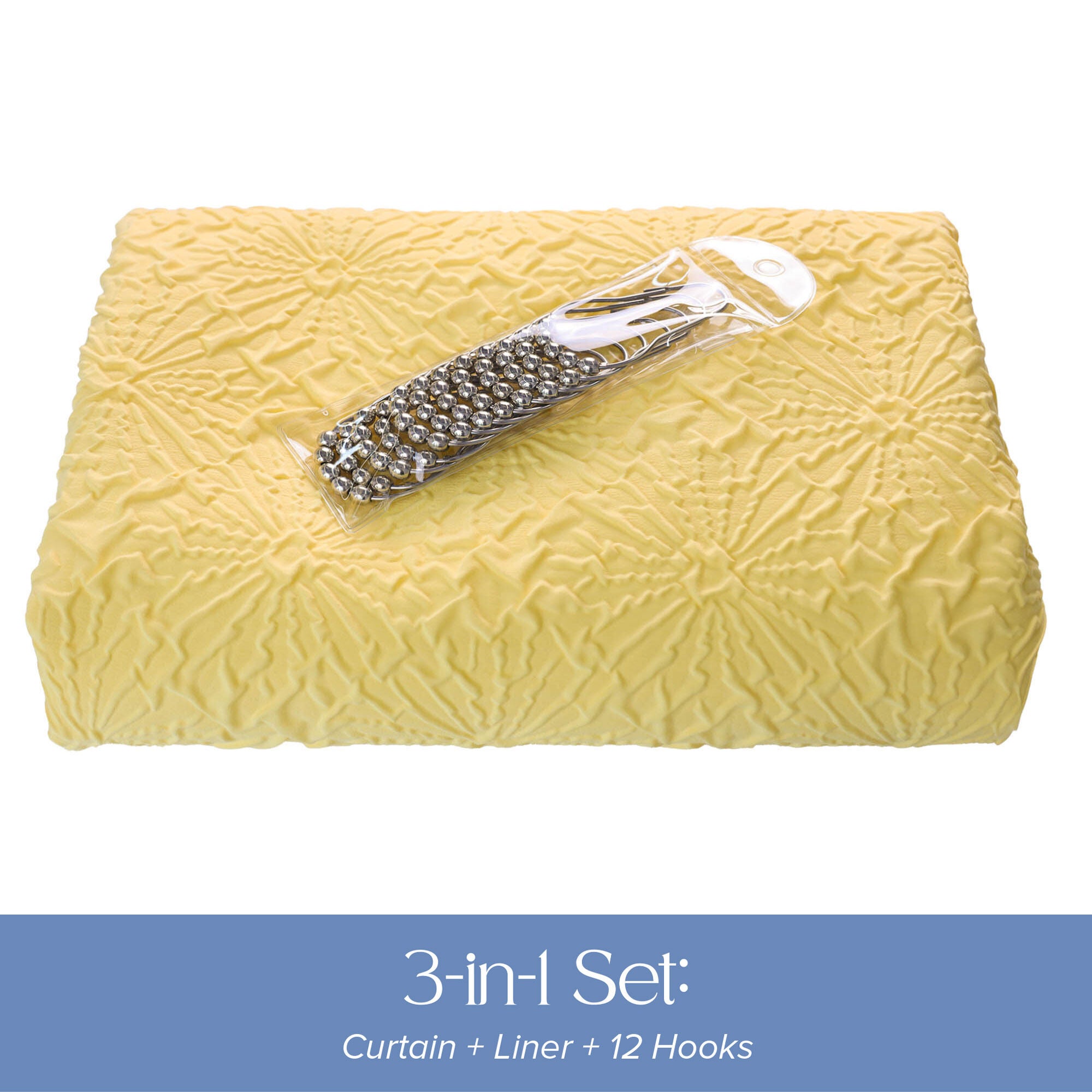 Starburst Crinkle Shower Curtain with Snap-in Liner, Hooks Included, SUNSHINE, alternate image number 4