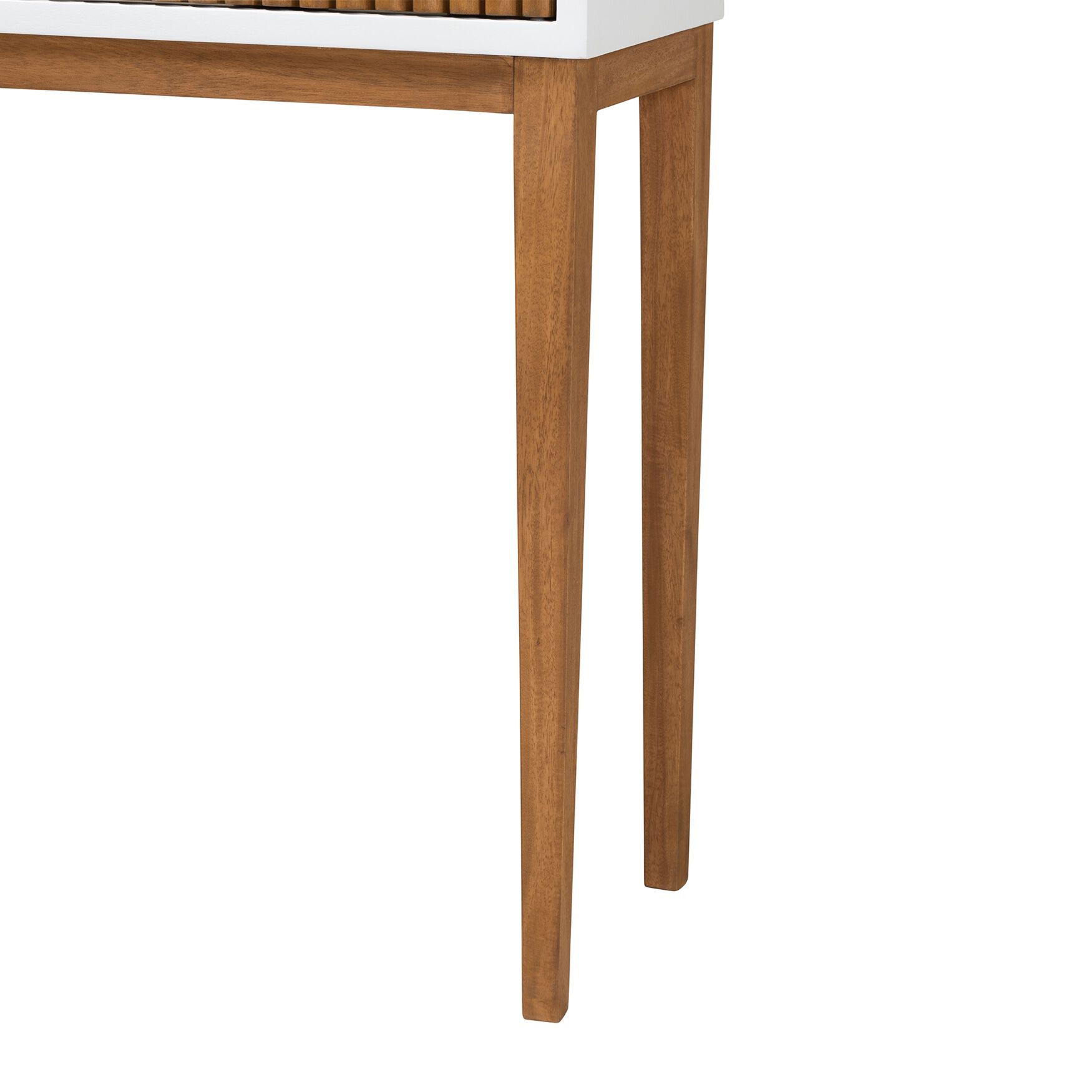 Odile Mid-Century Modern Two-Tone Natural Brown And White Bayur Wood 1-Drawer Console Table, , alternate image number 5