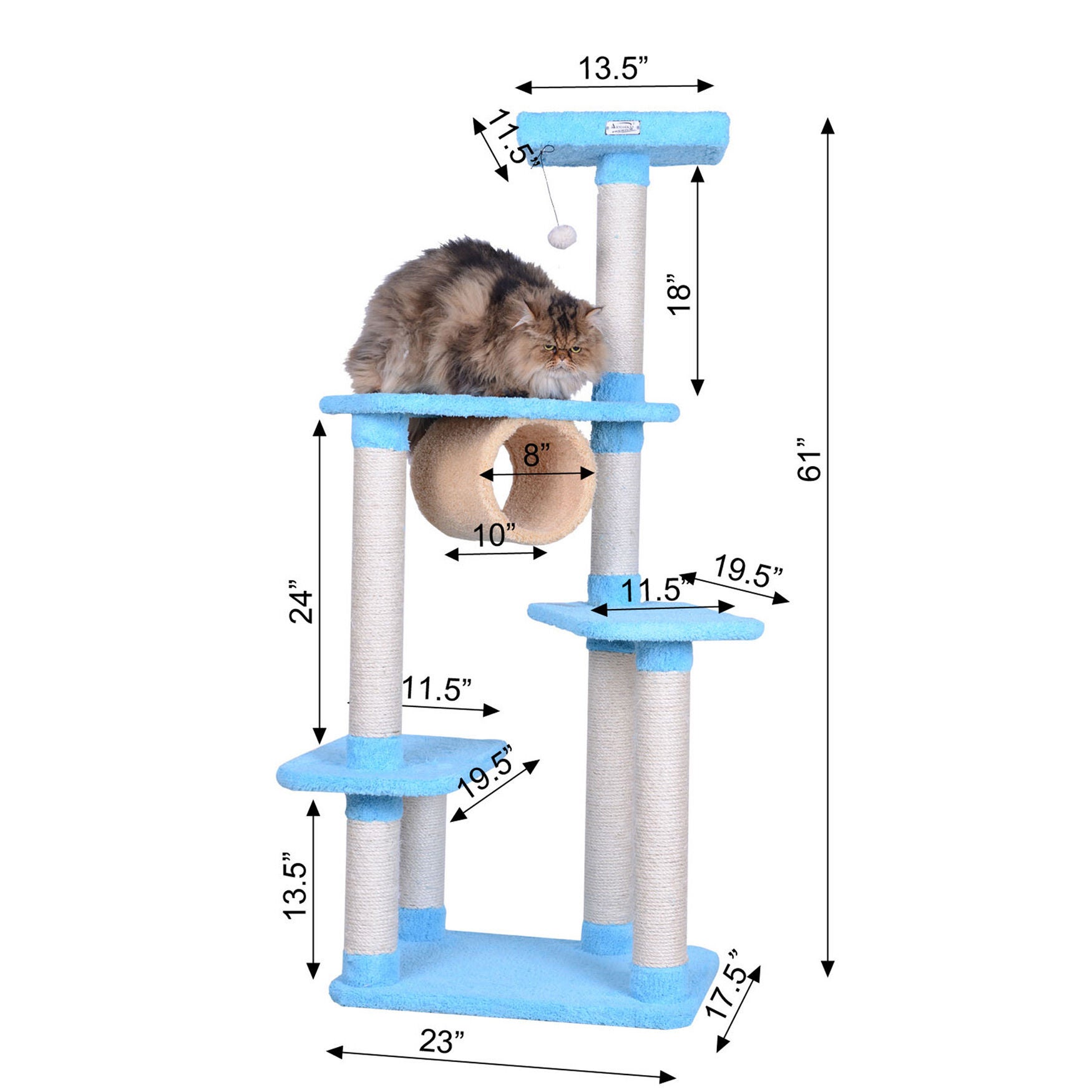 Real Wood 61 inches Cat Climber Junggle Tree With Platforms, , alternate image number 5