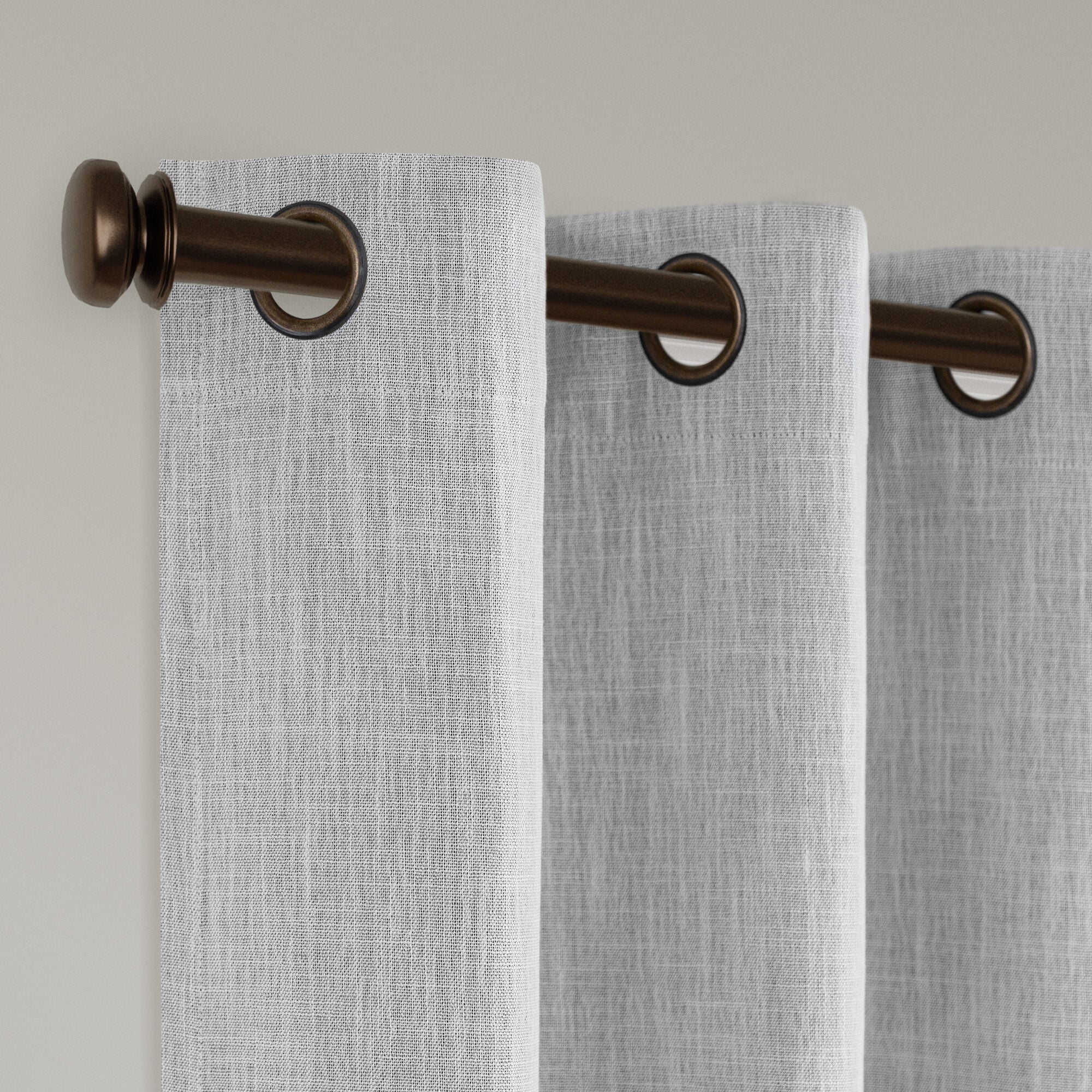 Linen Texture 100% Blackout Grommet Pair, HEATHER LIGHT GREY, alternate image number 2