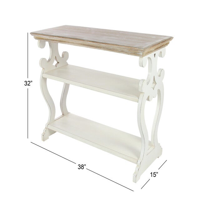 White Farmhouse Wood Console Table, 32 x 38, , alternate image number 5