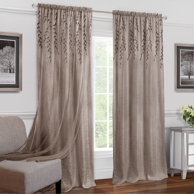 Willow Rod Pocket Window Curtain Panel, TOFFEE, hi-res image number null